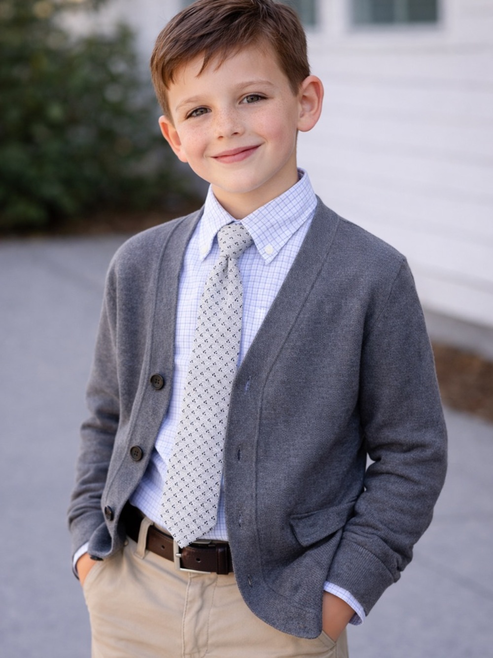 Boys clip on neck tie Black and white Patterned size 8-10 dressy formal church